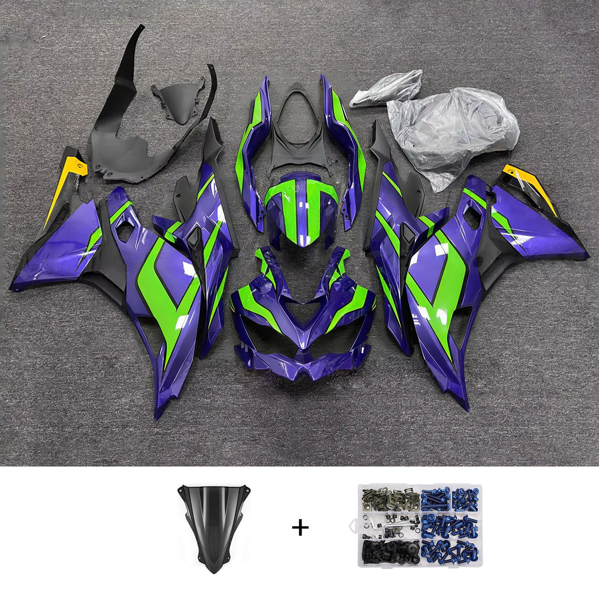 Amotopart 2019-2026 Kawasaki Ninja ZX-25R ZX-4R ZX-4RR Blue Black Green Fairing Kit