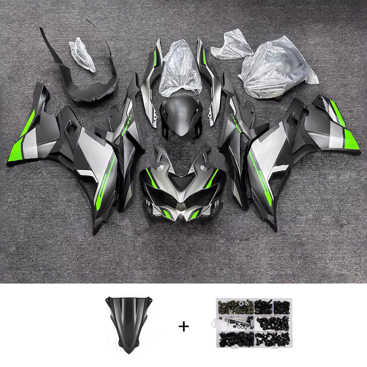 Amotopart 2019-2026 Kawasaki Ninja ZX-25R ZX-4R ZX-4RR Black Gray Green White Fairing Kit