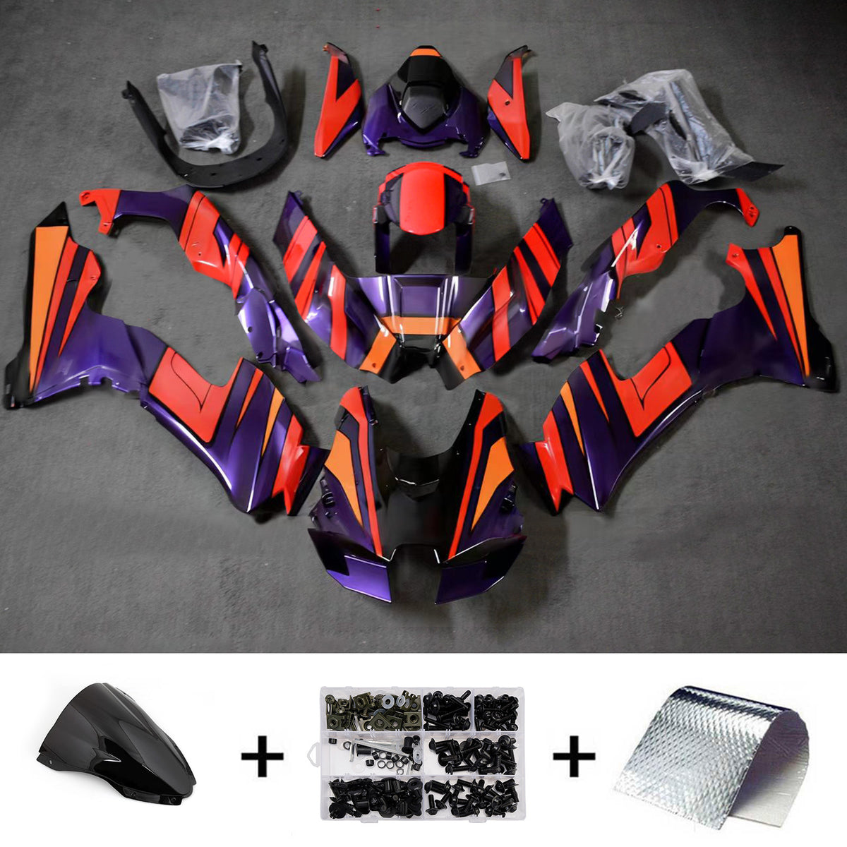 Amotopart 2021-2025 Kawasaki ZX-10R ZX-10RR Orange Black Red Fairing Kit