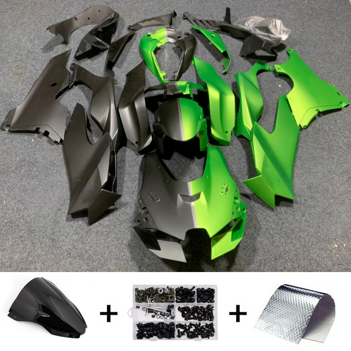 Zestaw owiewek Amotopart 2021-2025 Kawasaki ZX-10R ZX-10RR Szary Zielony Czarny