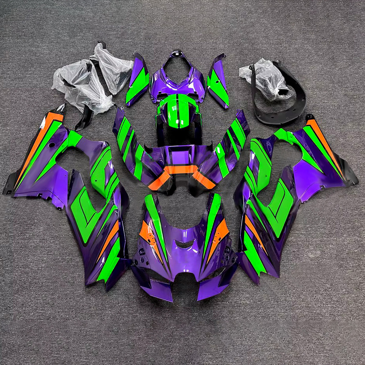 Amotopart 2021-2025 Kawasaki ZX-10R ZX-10RR Black Purple Green Fairing Kit