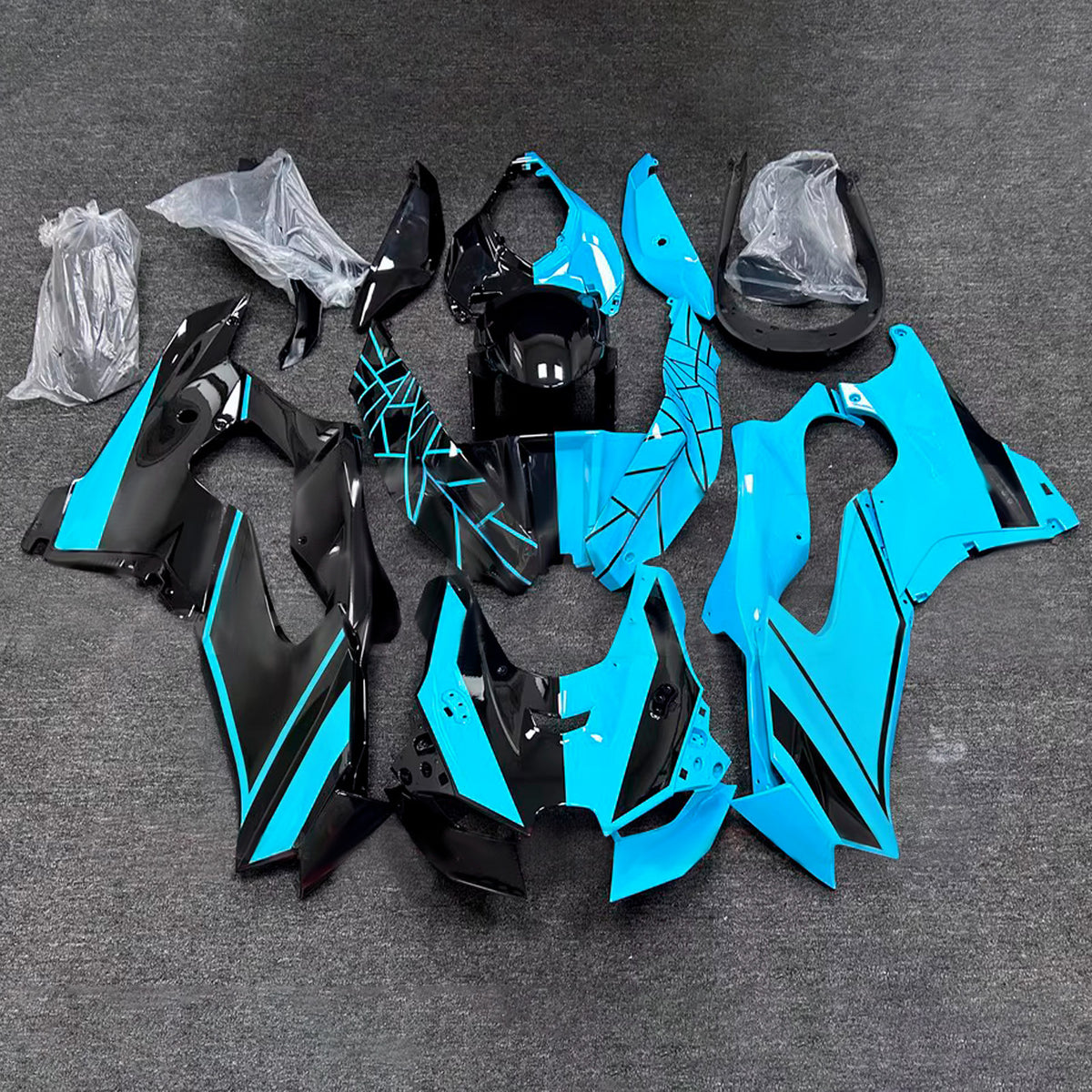 Amotopart 2021-2025 Kawasaki ZX-10R ZX-10RR Black Blue Fairing Kit