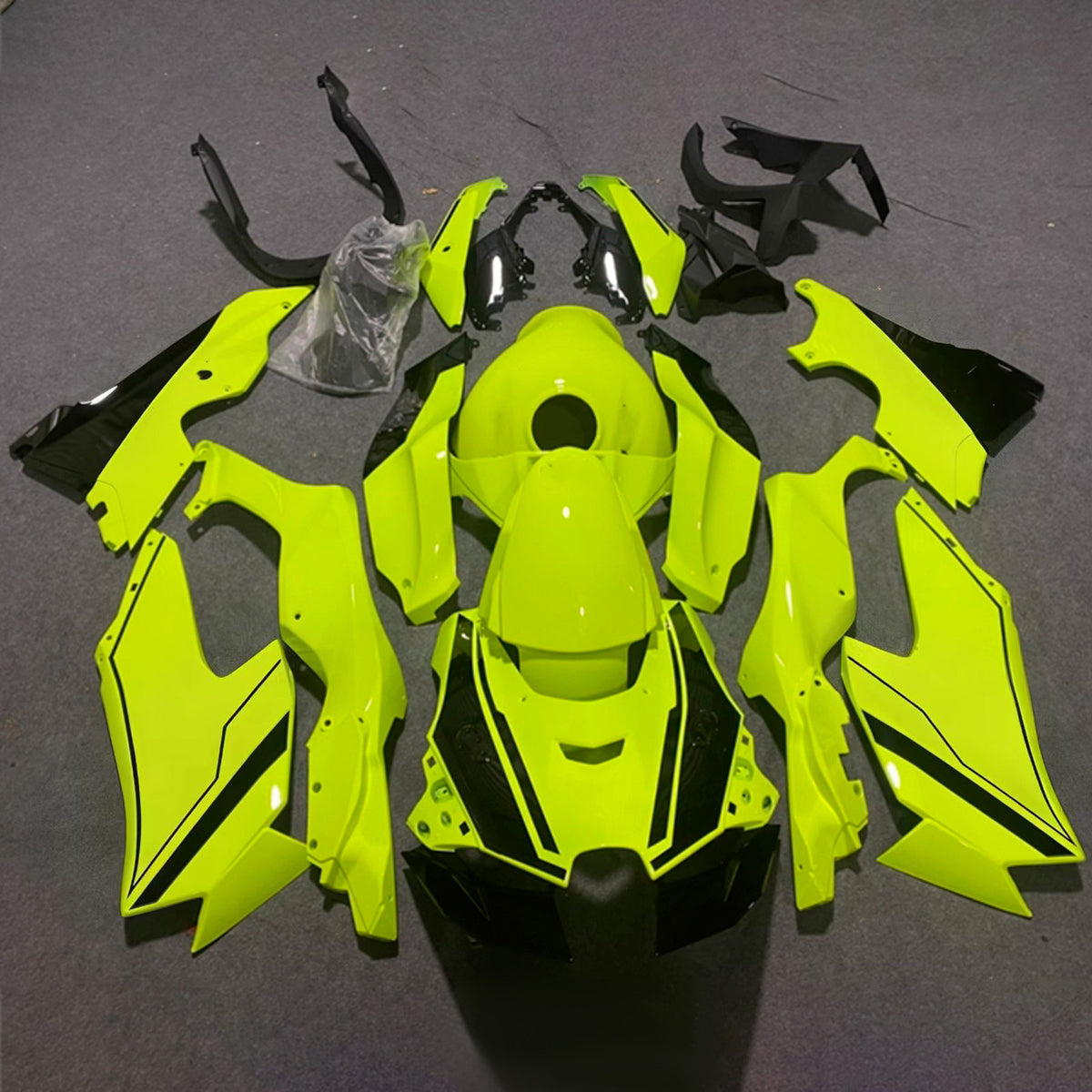 Kit de carenagem Amotopart 2021-2025 Kawasaki ZX-10R ZX-10RR preto amarelo