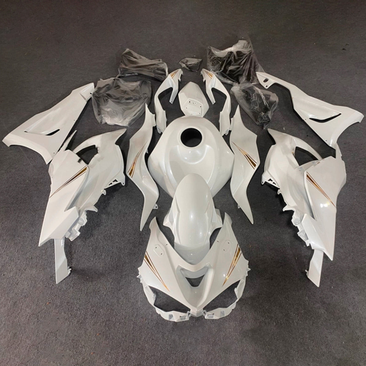Amotopart 2024-2026 Kawasaki ZX-6R White Gray Fairing Kit