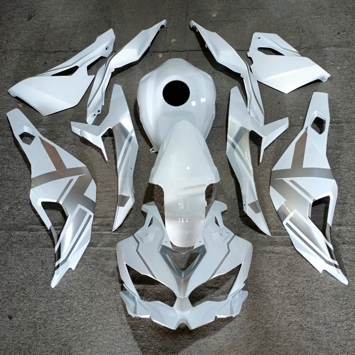 Amotopart 2024-2026 Kawasaki ZX-6R Grå Sort Hvid Blå Fairing Kit