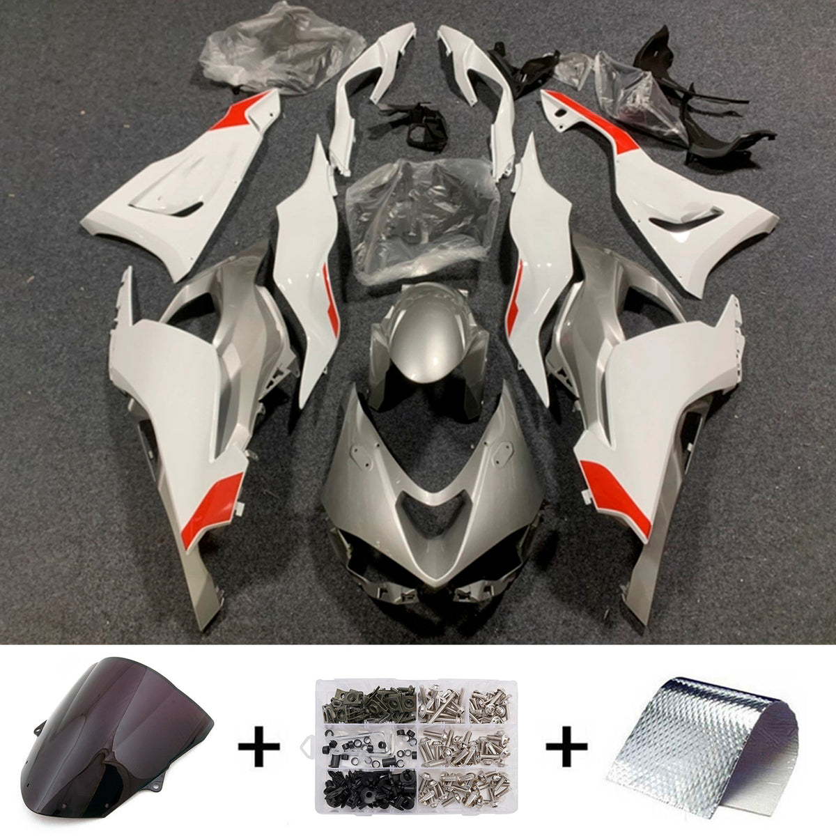 Amotopart 2024-2026 Kawasaki ZX-6R White Gray Black Fairing Kit