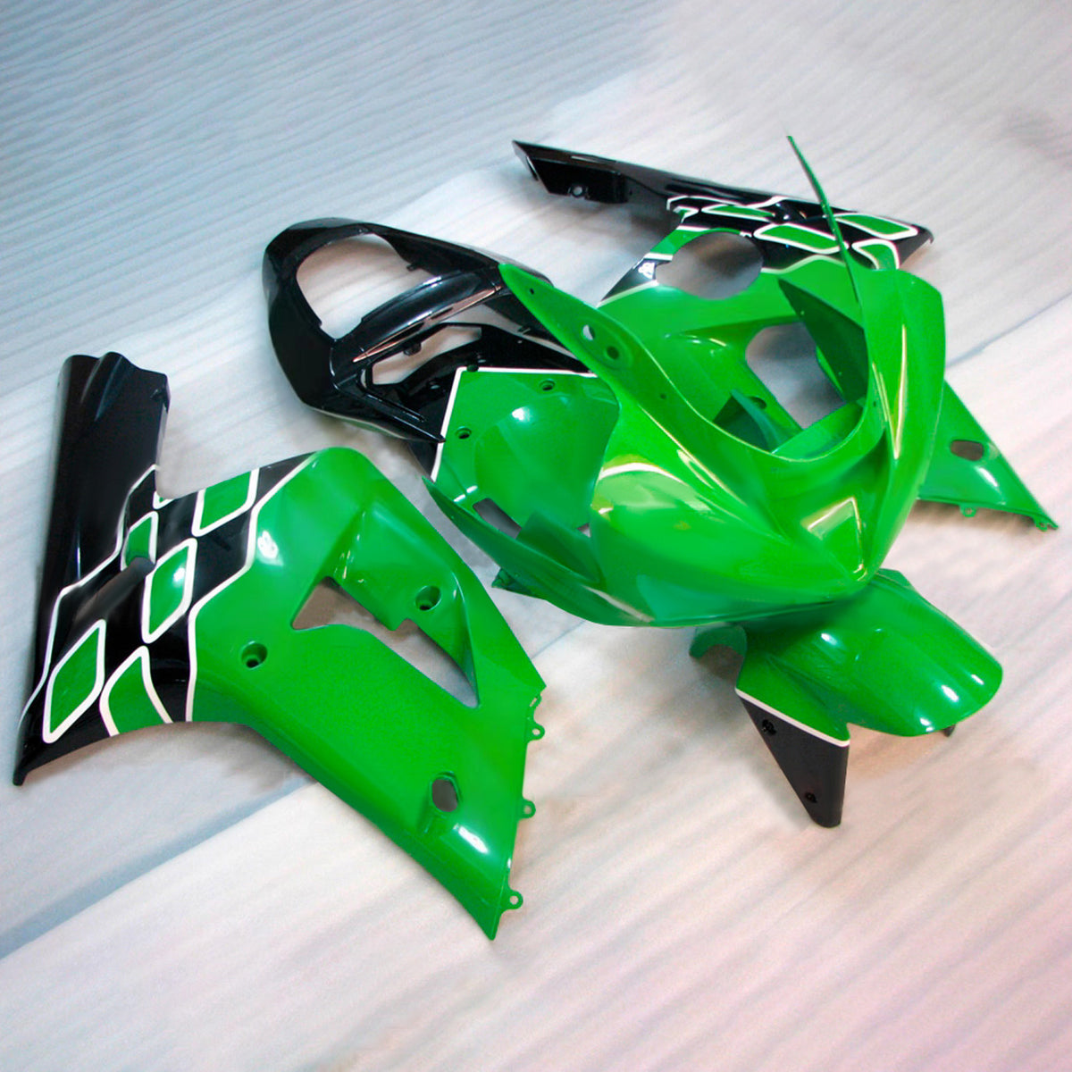 Amotopart 2003-2004 Kawasaki ZX-6R 636 Black Green Fairing Kit