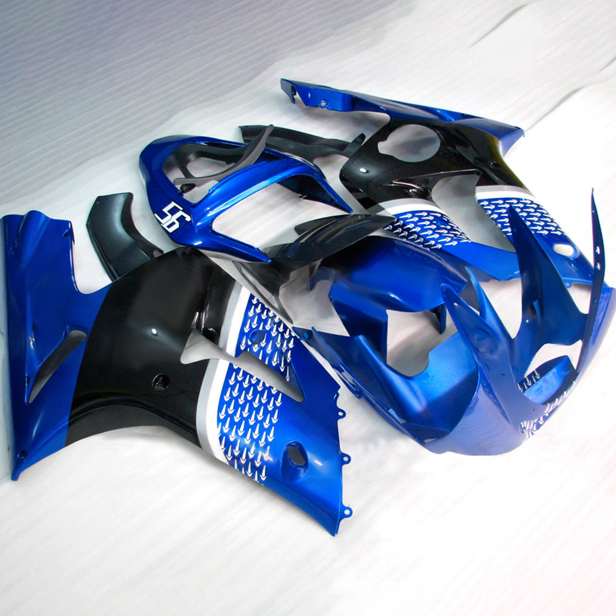 Amotopart 2003–2004 Kawasaki ZX-6R 636 Blau Schwarz Verkleidungsset