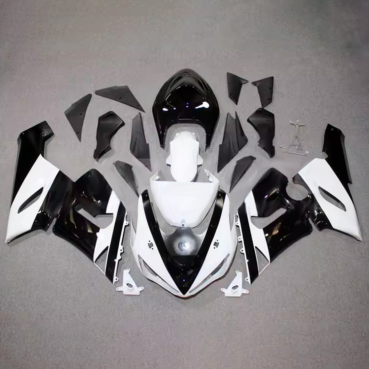 Amotopart 2005-2006 Kawasaki ZX-6R 636 bílá černá sada kapotáže