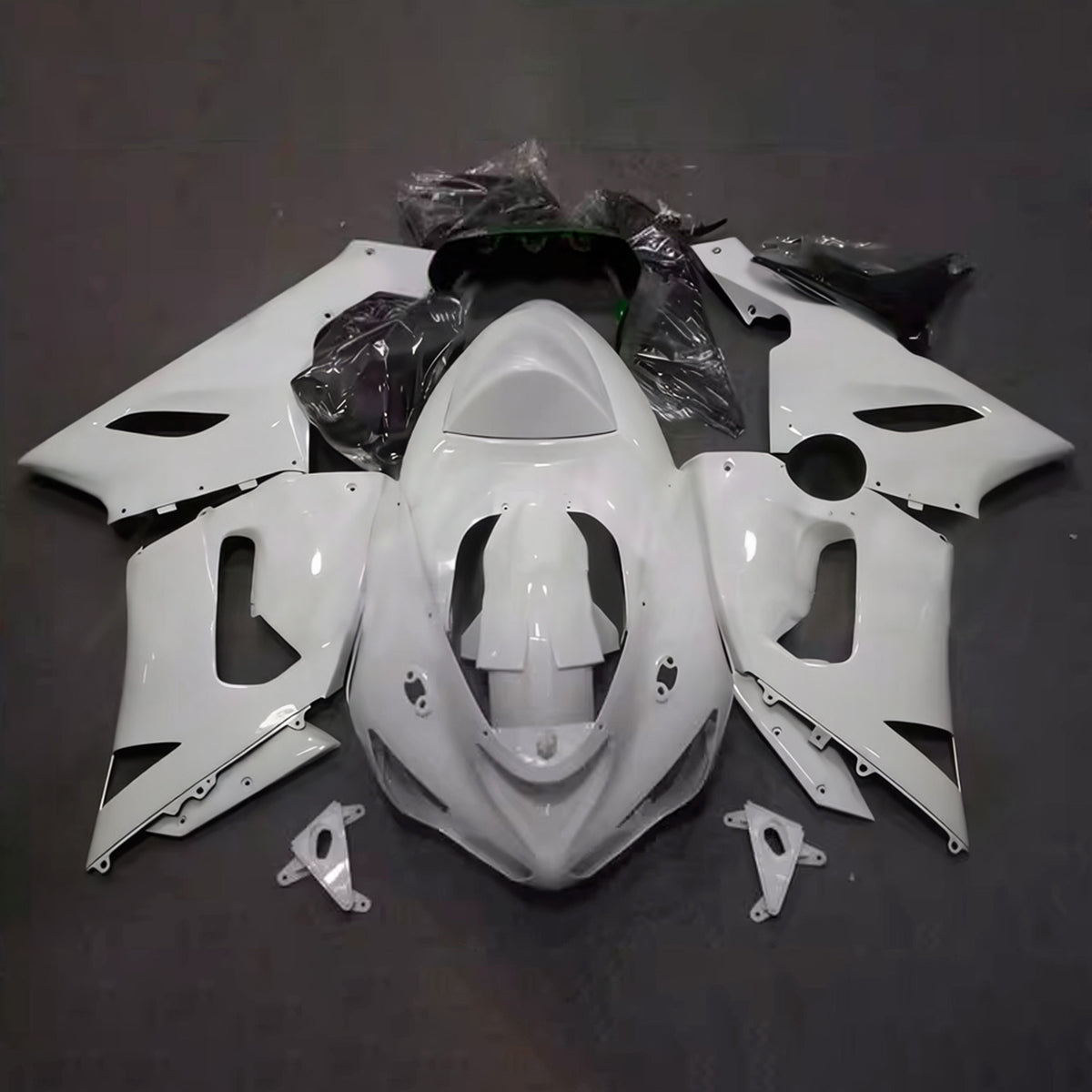 Amotopart 2005-2006 Kawasaki ZX-6R 636 Kit de carénage noir gris