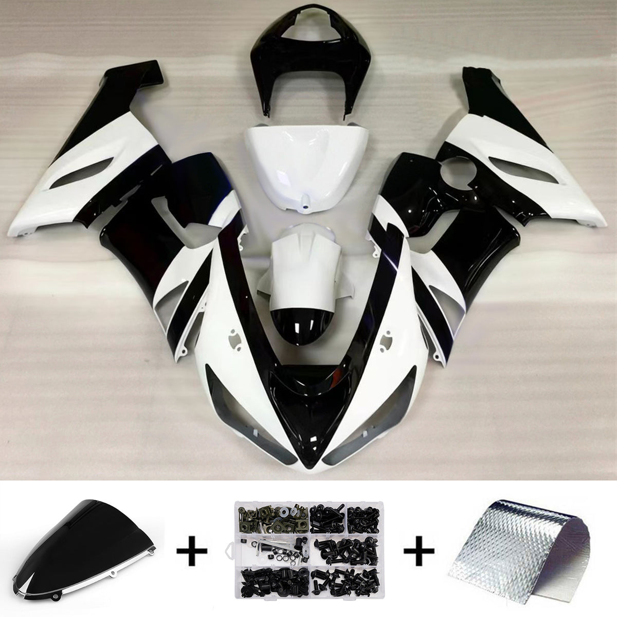 Amotopart 2005-2006 Kawasaki ZX-6R 636 Gray Black Fairing Kit