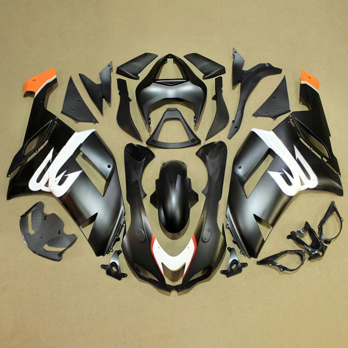 Amotopart 2007-2008 Kawasaki ZX-6R 636 Gray Black Fairing Kit