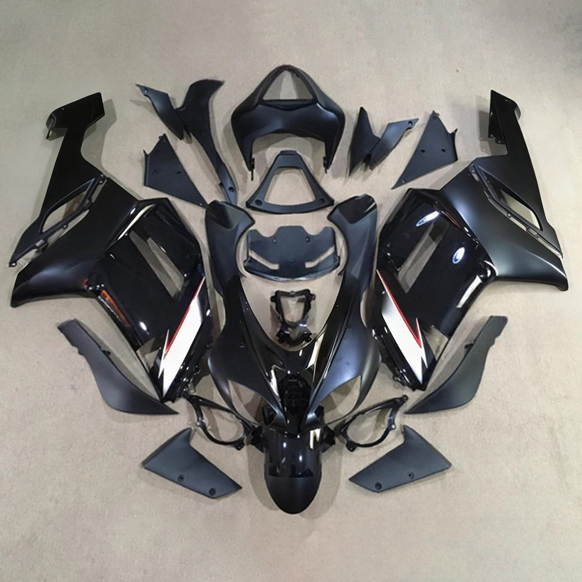 Amotopart 2007-2008 Kawasaki ZX-6R 636 Black Grey Fairing Kit