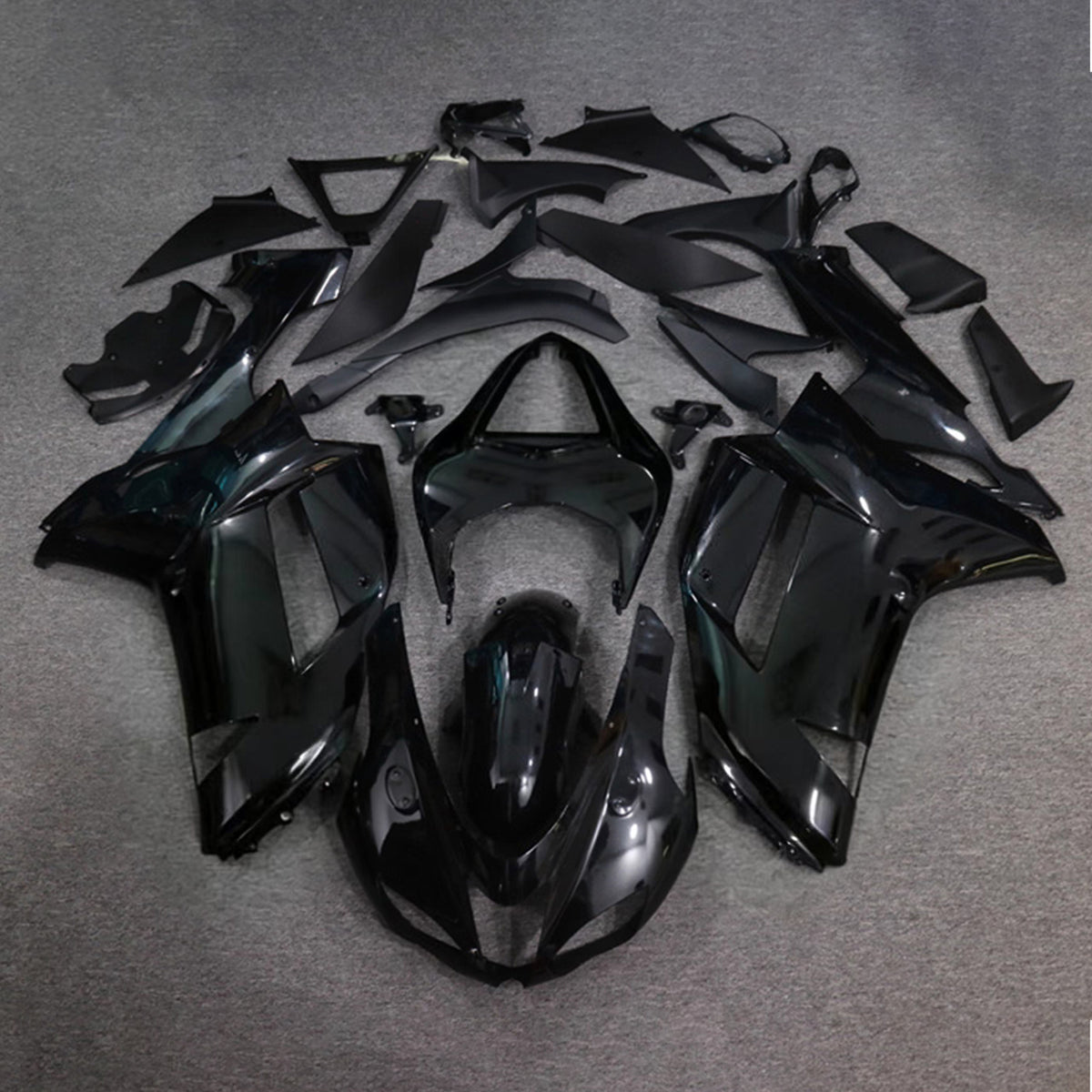 Amotopart 2007-2008 Kawasaki ZX-6R 636 Black Grey Fairing Kit
