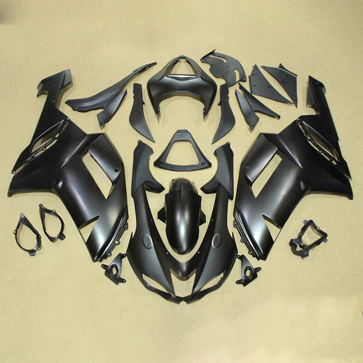 Amotopart 2007-2008 Kawasaki ZX-6R 636 ブラックグレーフェアリングキット