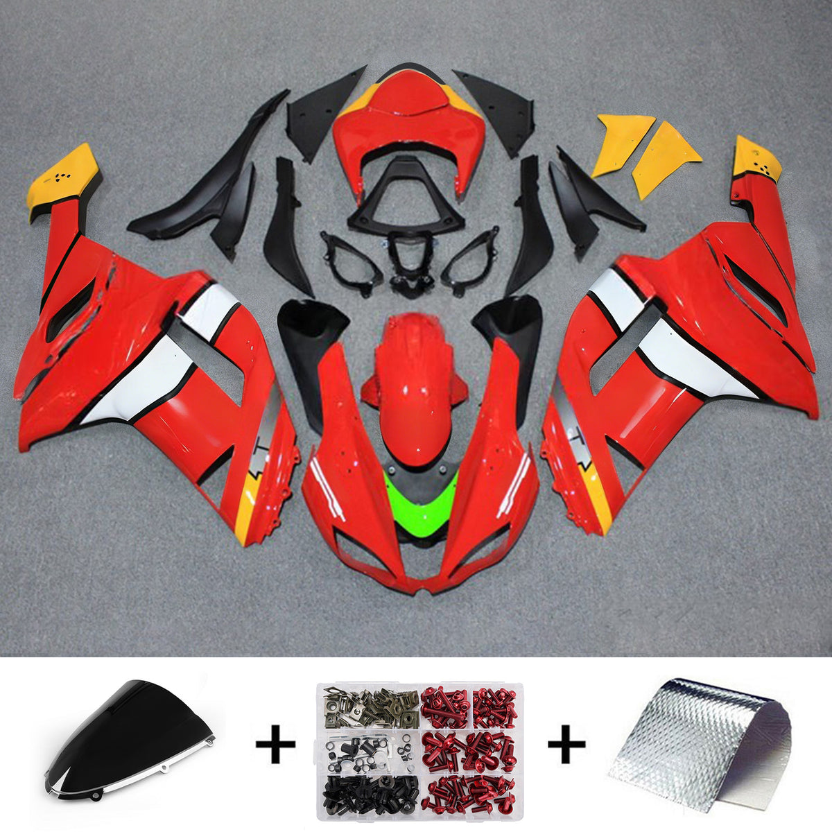 Amotopart 2007-2008 Kawasaki ZX-6R 636 ブラックグレーフェアリングキット
