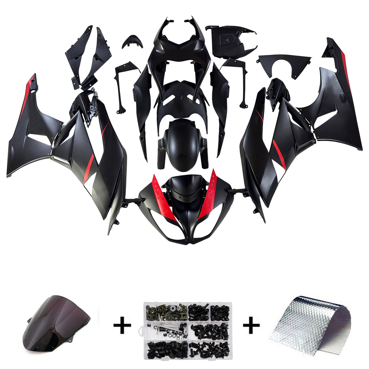 Amotopart 2009-2012 Kawasaki ZX-6R 636 White Black Gray Fairing Kit