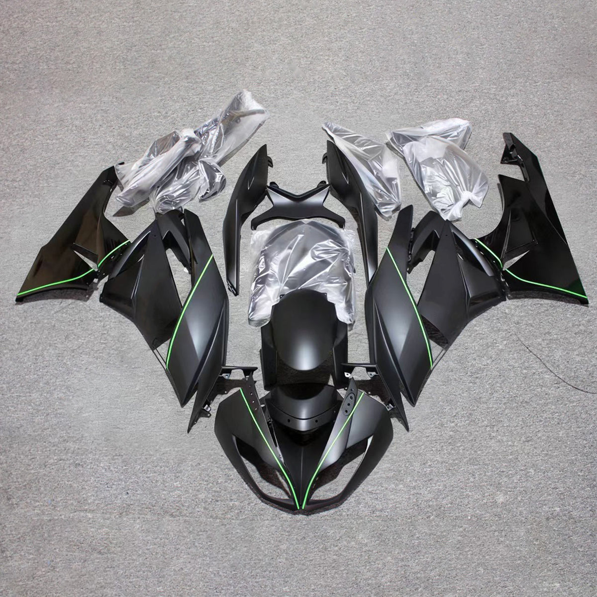 Amotopart 2009-2012 Kawasaki ZX-6R 636 Black Fairing Kit