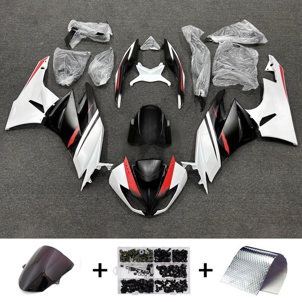 Kit carena nera Amotopart 2009-2012 Kawasaki ZX-6R 636