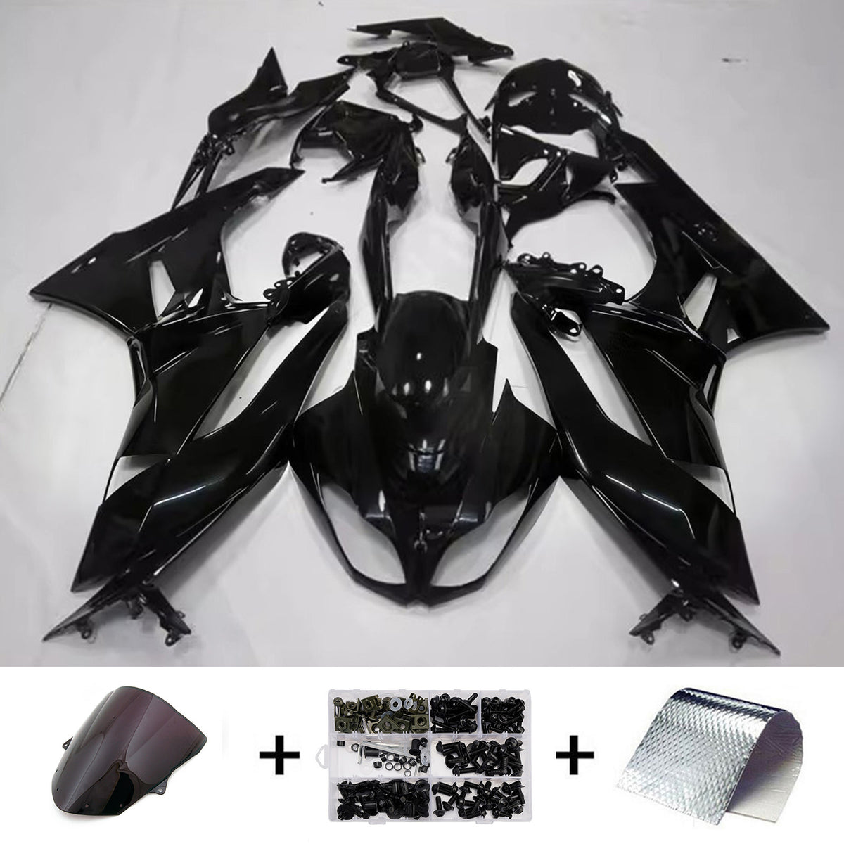 Amotopart 2009-2012 Kawasaki ZX-6R 636 Black Fairing Kit