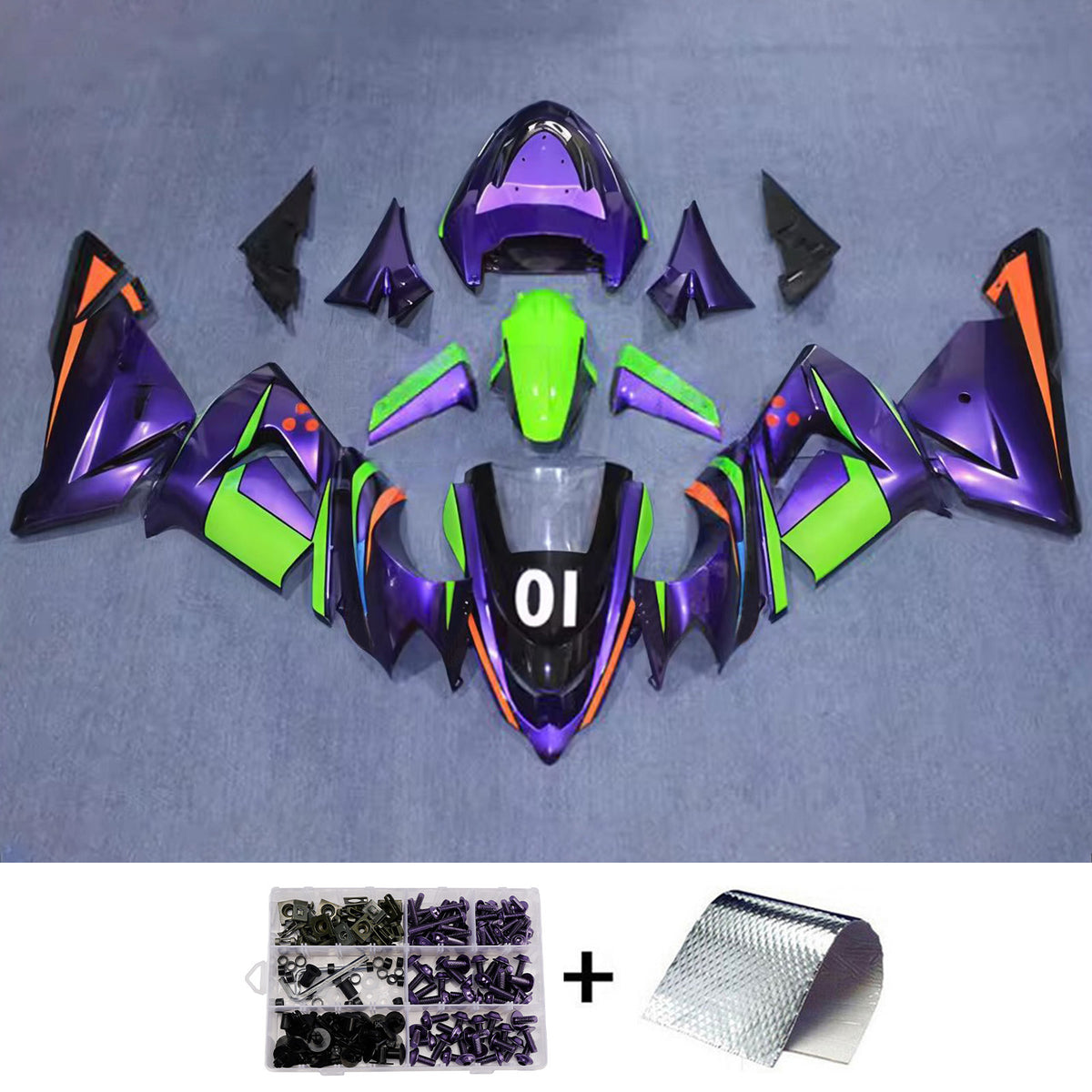 Amotopart 2004-2005 Kawasaki ZX-10R Gray Purple Black Fairing Kit