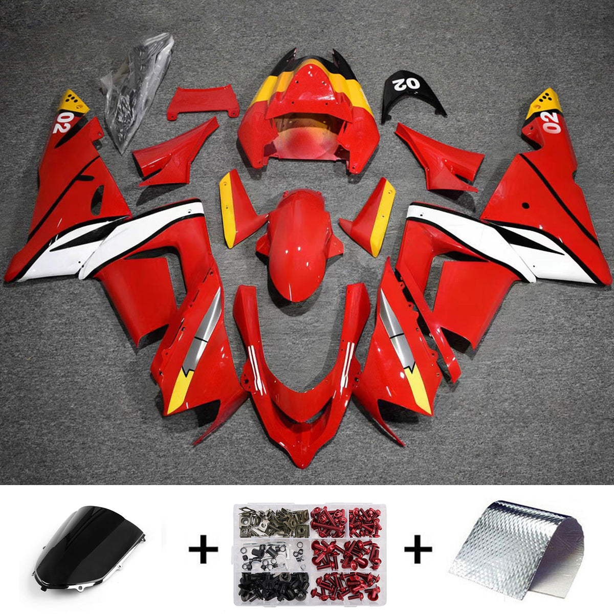 Amotopart 2004-2005 Kawasaki ZX-10R Gray Black Fairing Kit