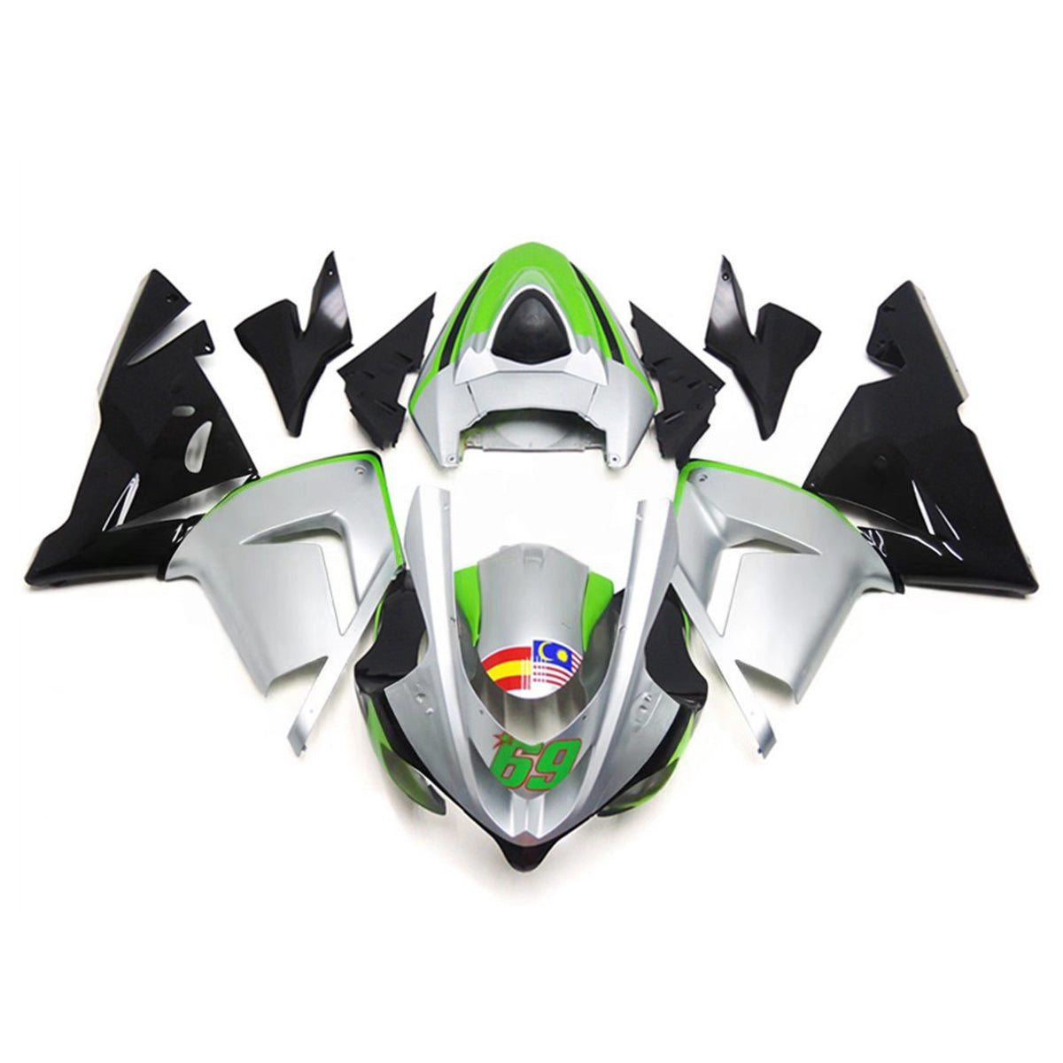 Amotopart 2004-2005 Kawasaki ZX-10R Czarny Szary Biały Zielony Zestaw owiewki