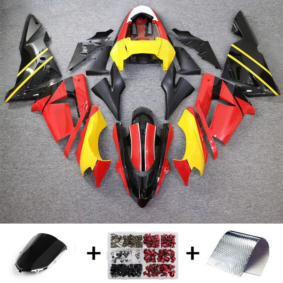 Amotopart 2004-2005 Kawasaki ZX-10R Gray Black Fairing Kit