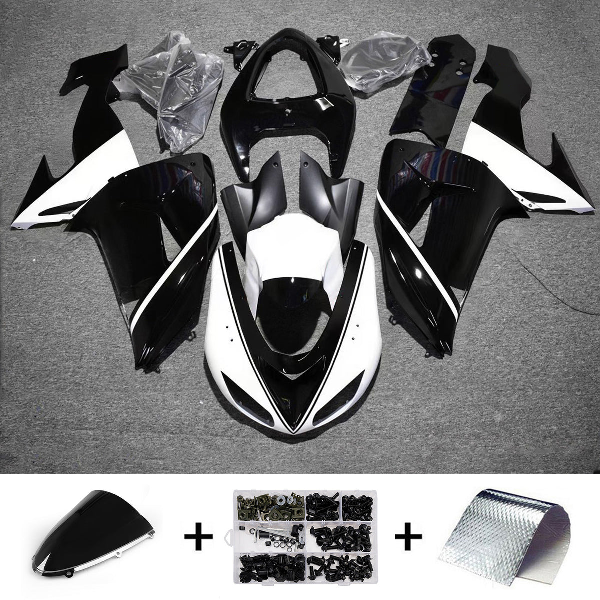 Amotopart 2006-2007 Kawasaki ZX-10R grå svart kåpa