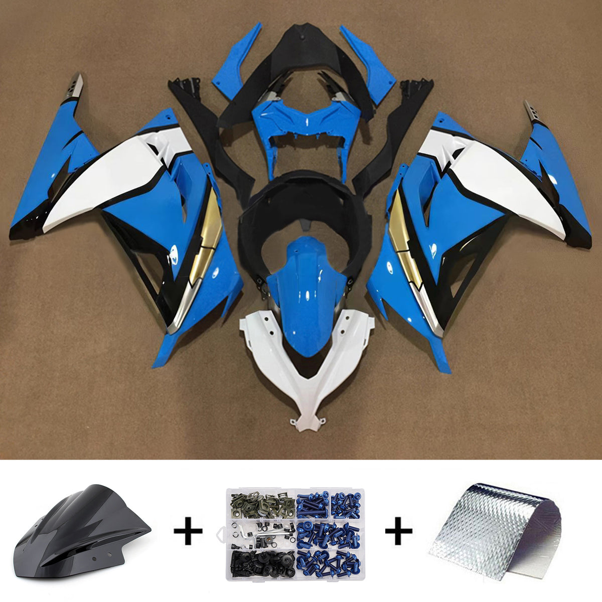 Amotopart 2013-2024 Kawasaki EX300 Ninja 300 grijszwarte kuipset