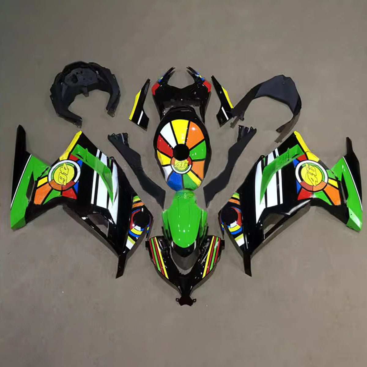 Amotopart 2013–2024 Kawasaki EX300 Ninja 300 Grau Schwarz Verkleidungsset
