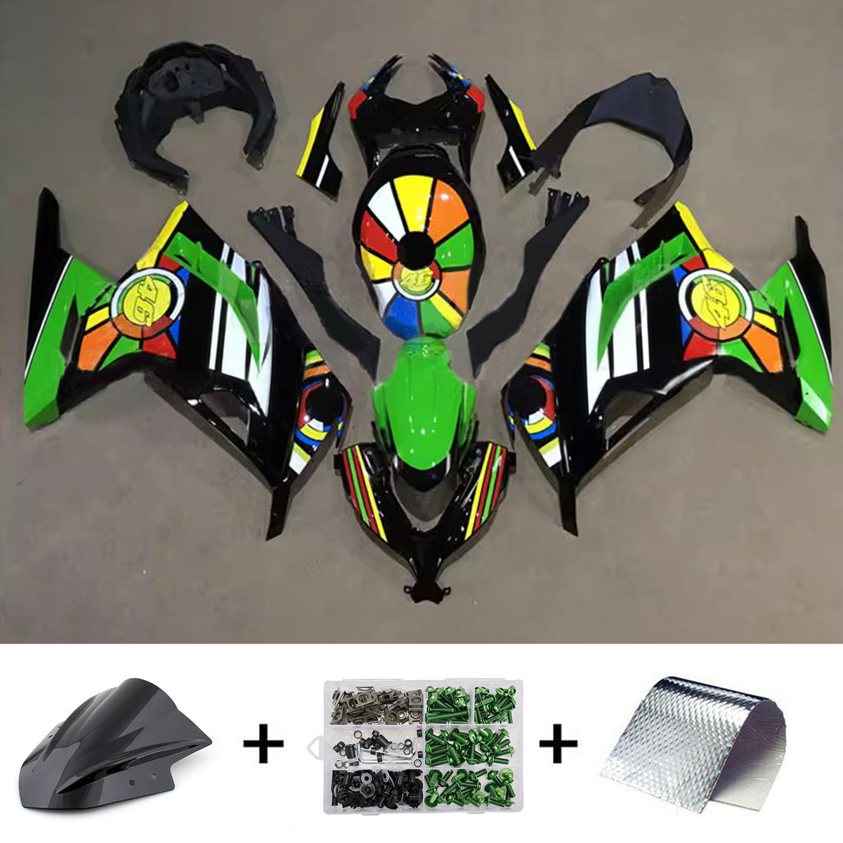 Amotopart 2013–2024 Kawasaki EX300 Ninja 300 Grau Schwarz Verkleidungsset
