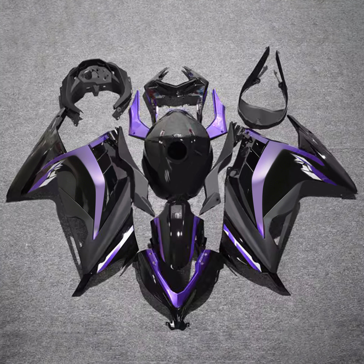 Amotopart 2013-2024 Kawasaki EX300 Ninja300 Black Gray Fairing Kit