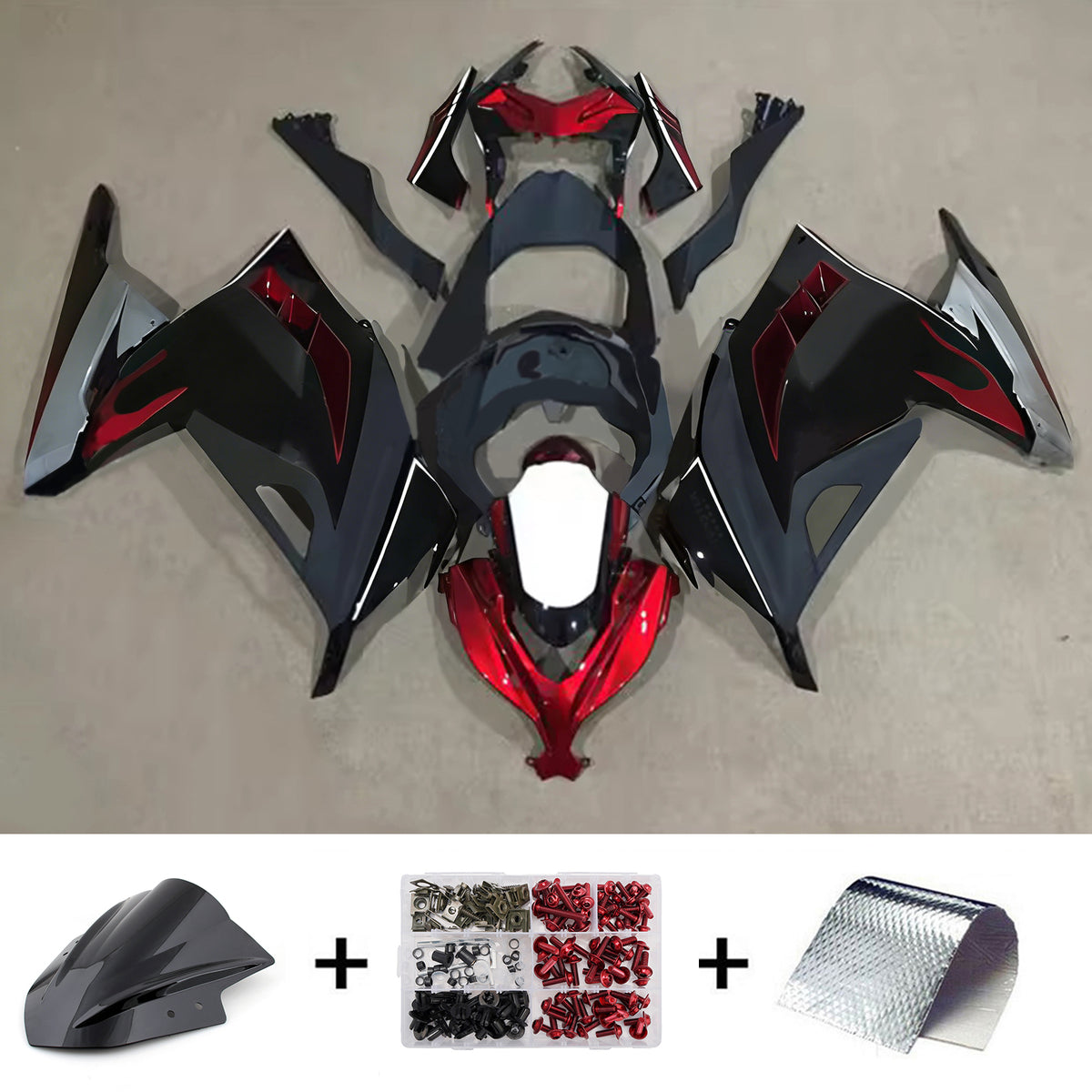 Amotopart 2013-2024 Kawasaki EX300 Ninja 300 ブラック レッド グレー フェアリングキット