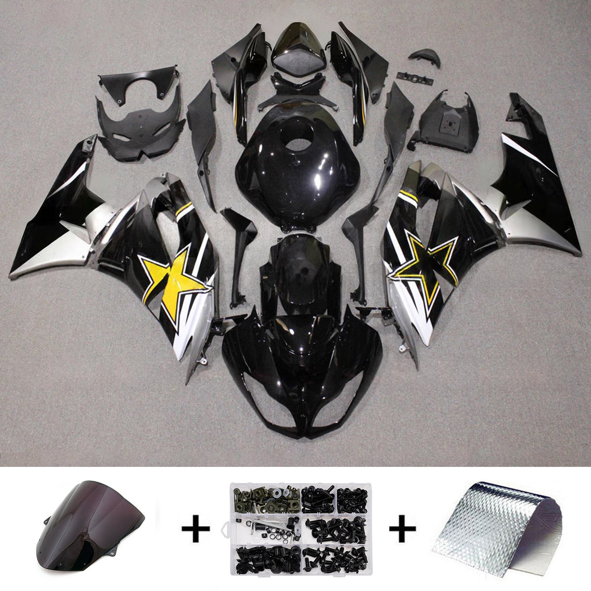 Amotopart 2009-2012 Kawasaki ZX-6R 636 Black Fairing Kit