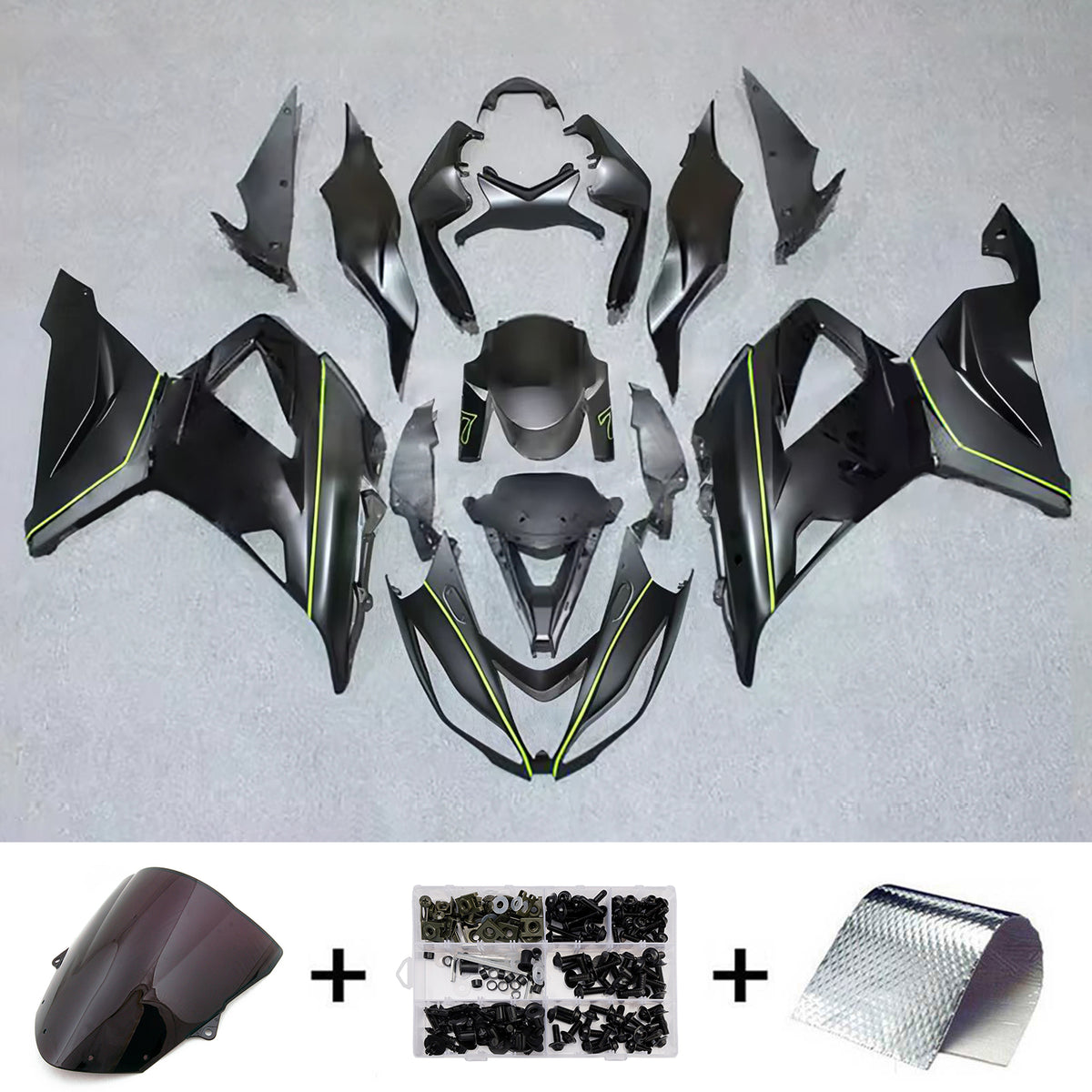 Amotopart 2013-2018 Kawasaki ZX-6R 636 Szary Czarny Zestaw Owiewek