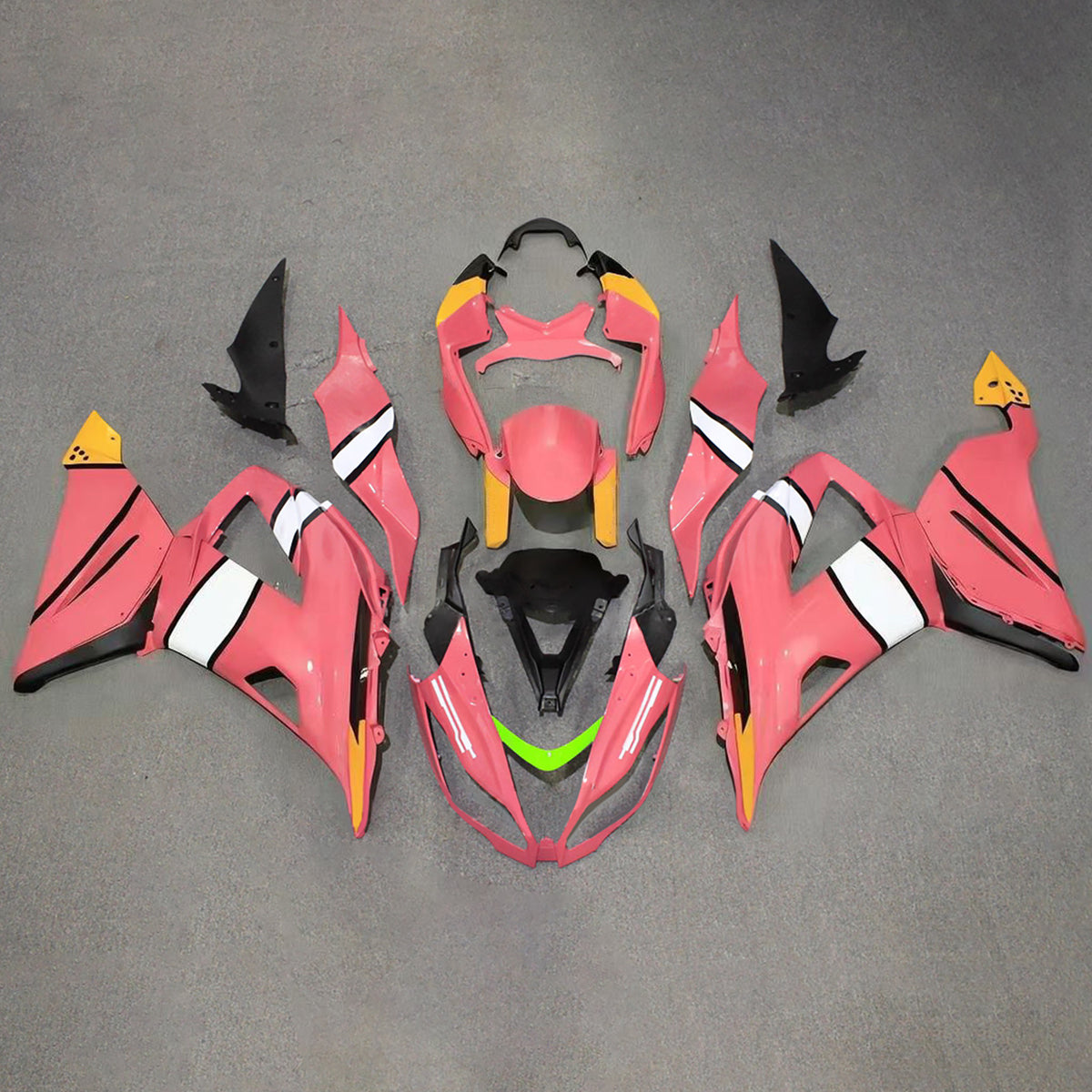 Amotopart 2013–2018 Kawasaki ZX-6R 636 Rot Schwarz Rosa Verkleidungsset