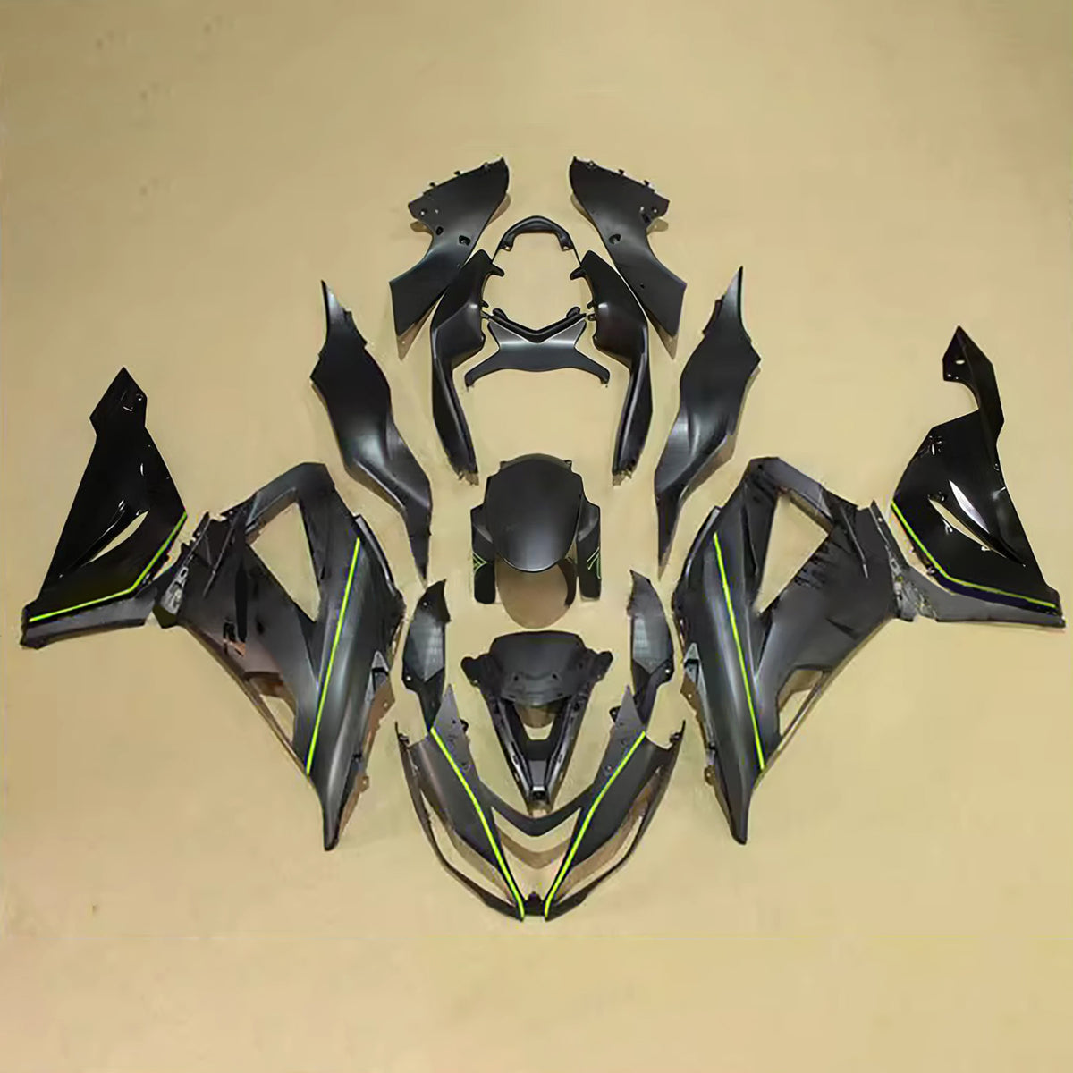 Amotopart 2013-2018 Kawasaki ZX-6R 636 Zestaw owiewek czarno-złotych żółtych