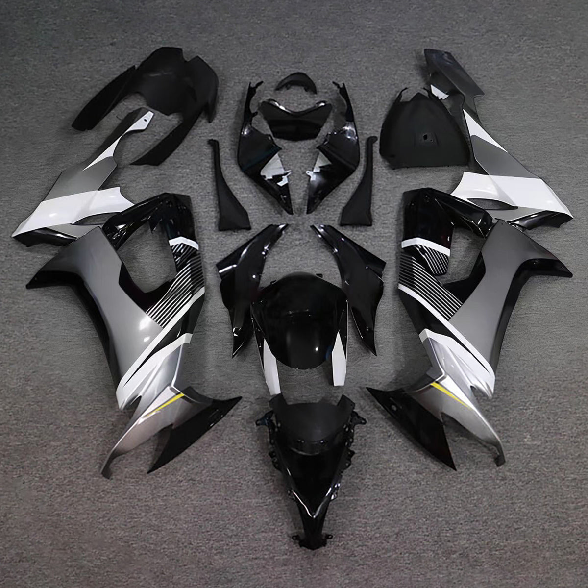 Kit carena Amotopart 2008-2010 Kawasaki ZX-10R grigio nero