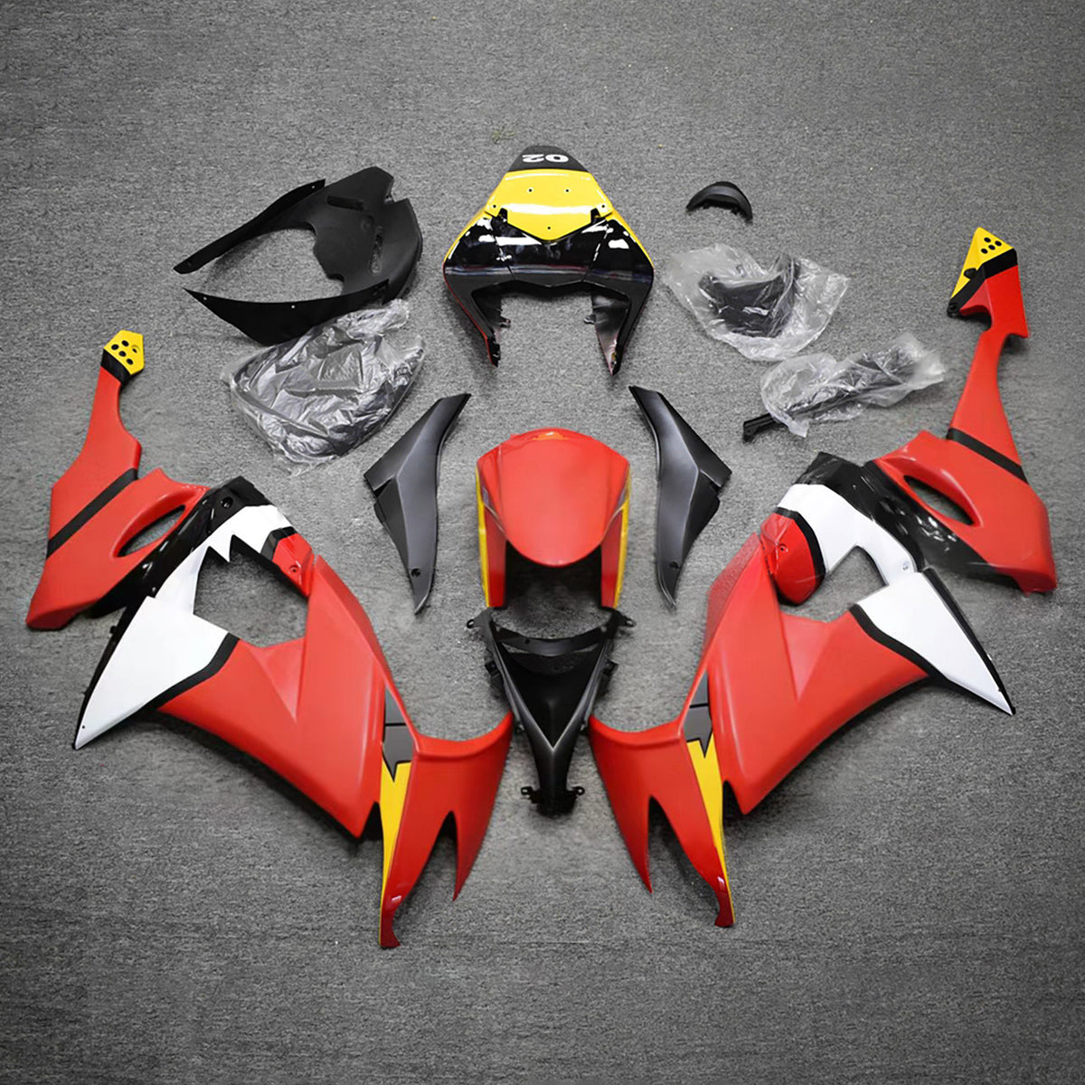 Amotopart 2008-2010 Kawasaki ZX-10R Black White Red Fairing Kit