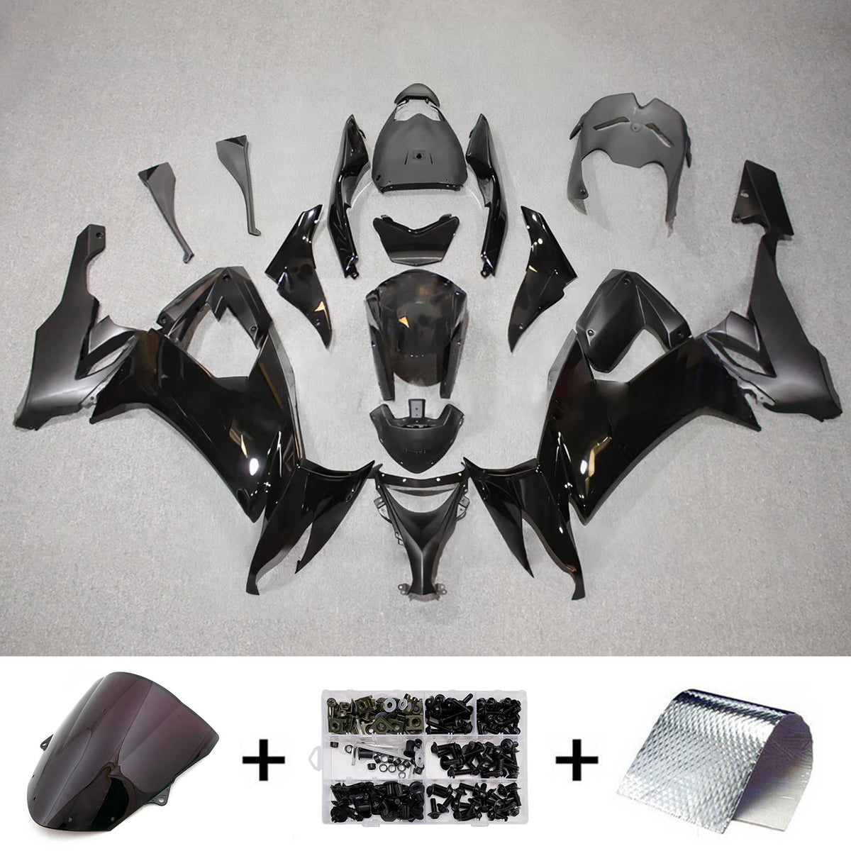 Amotopart 2008-2010 Kawasaki ZX-10R Black Fairing Kit
