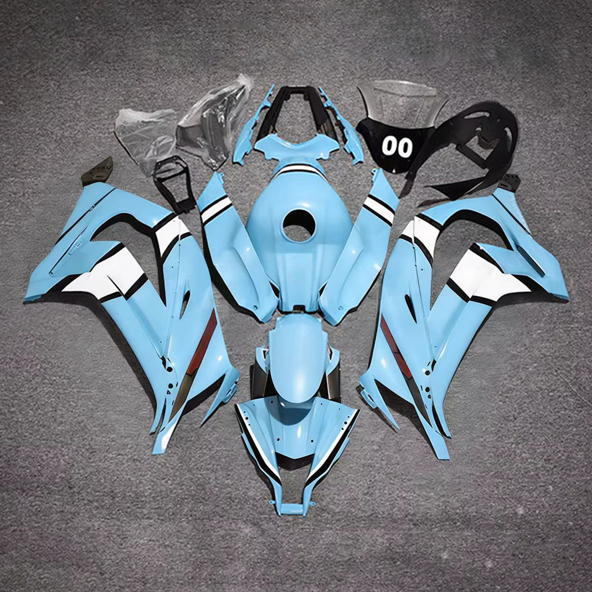 Amotopart 2011–2015 Kawasaki ZX-10R Grau Schwarz Blau Verkleidungsset