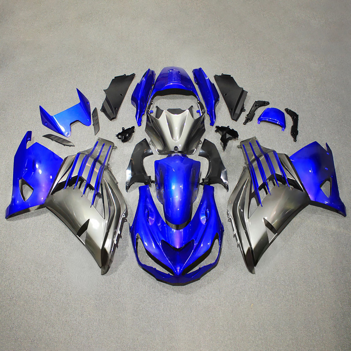 Amotopart 2012-2026 Kawasaki ZX-14R ZZR1400 Blue Gray Black Fairing Kit