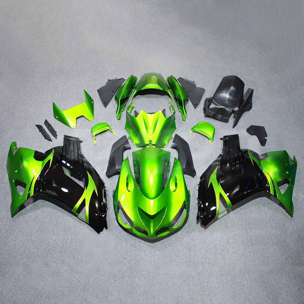 Amotopart 2012-2026 Kawasaki ZX-14R ZZR1400 Black Green Fairing Kit