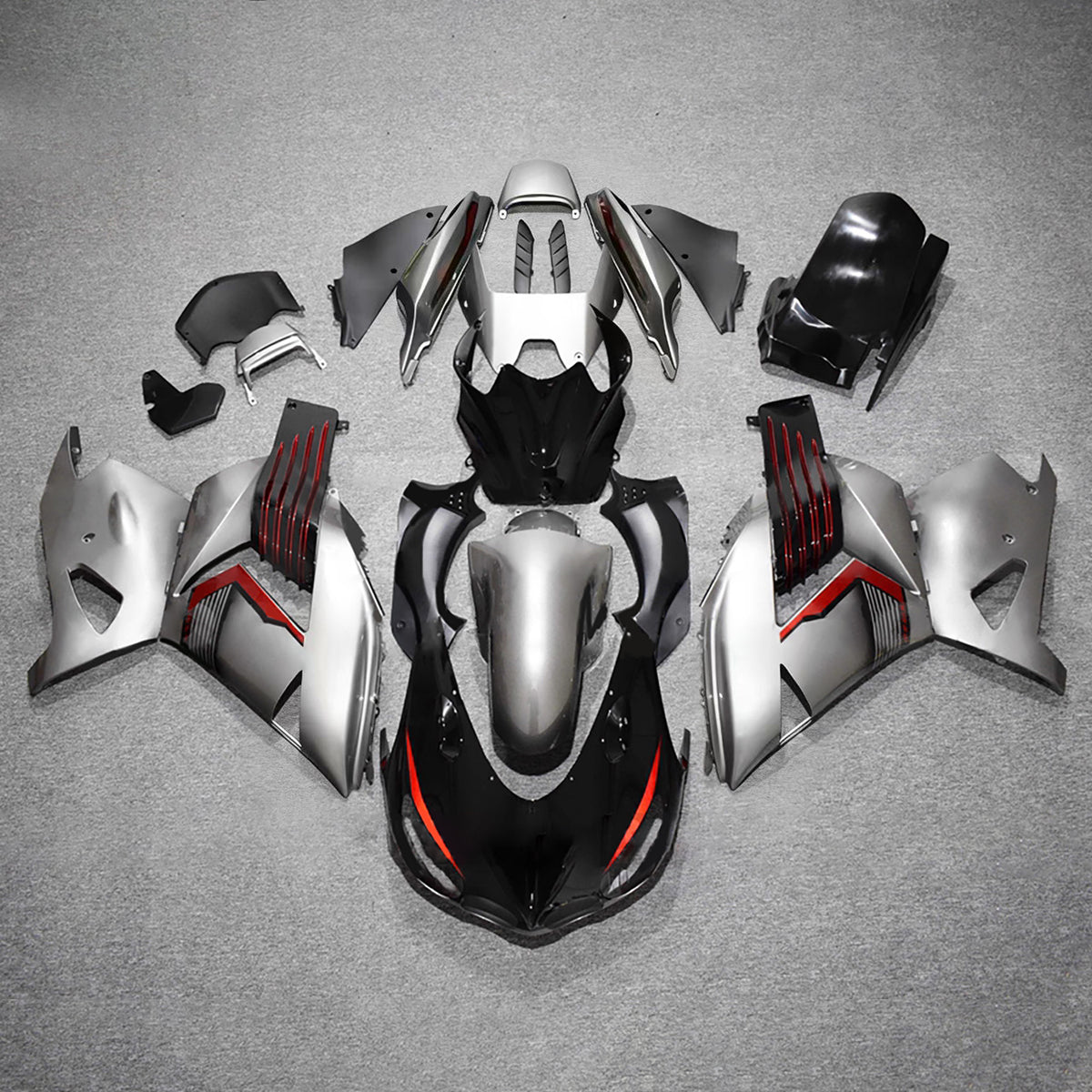 Amotopart 2012-2026 Kawasaki ZX-14R ZZR1400 White Gray Black Fairing Kit