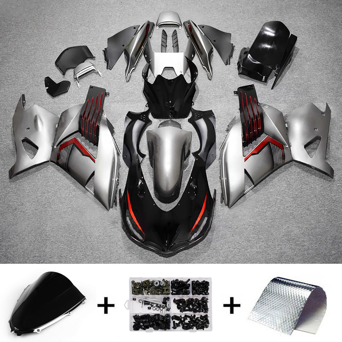 Amotopart 2012-2026 Kawasaki ZX-14R ZZR1400 wit grijs zwart kuipset