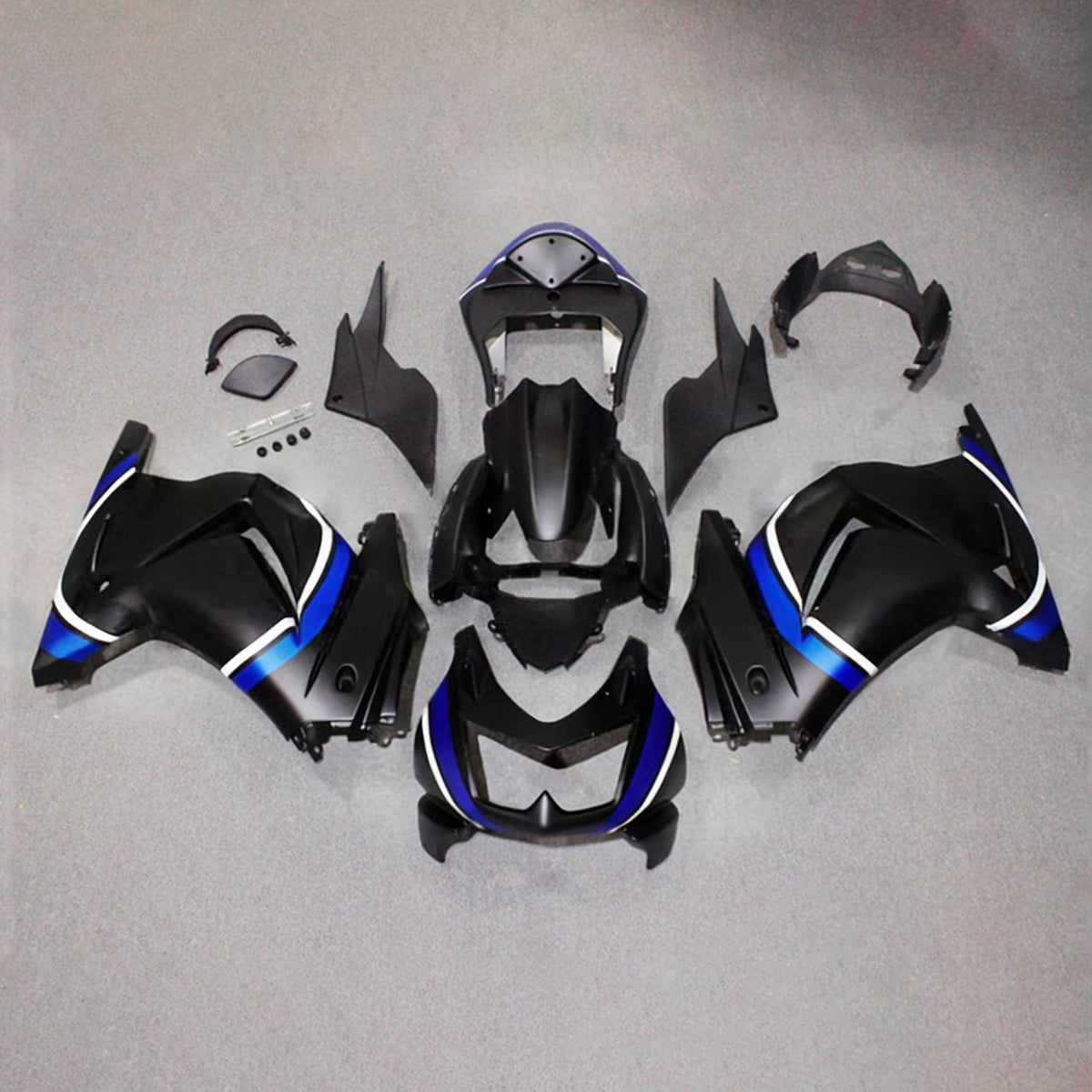 Amotopart 2008-2012 Kawasaki EX250 Ninja 250R Blue Gray Black Fairing Kit