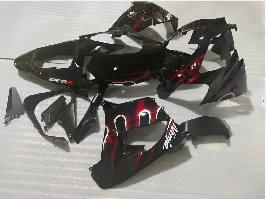 Amotopart Kawasaki 2002-2003 ZX9R Red Black Mix Fairing Kit
