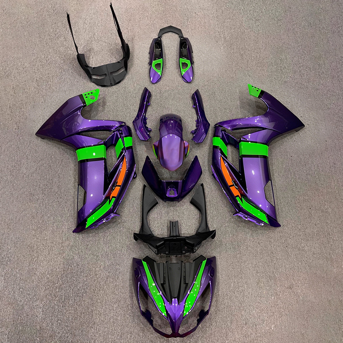 Amotopart 2012-2016 Kit carena Kawasaki ER-6F Ninja 650 viola verde nero