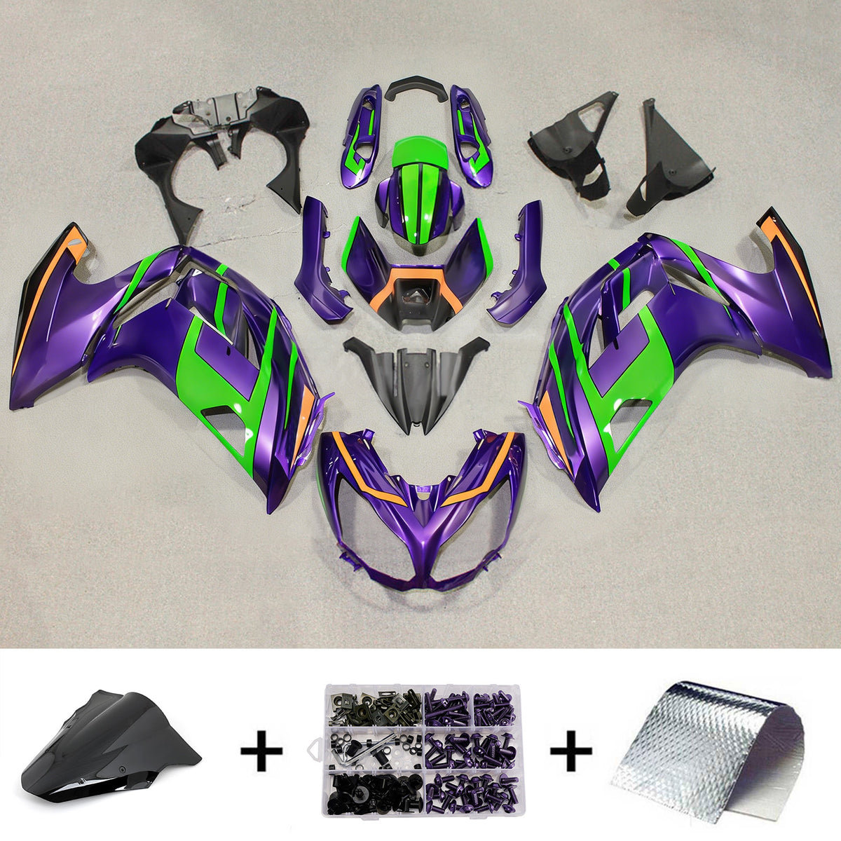 Amotopart 2012–2016 Kawasaki ER-6F Ninja 650 Schwarz Grau Verkleidungsset